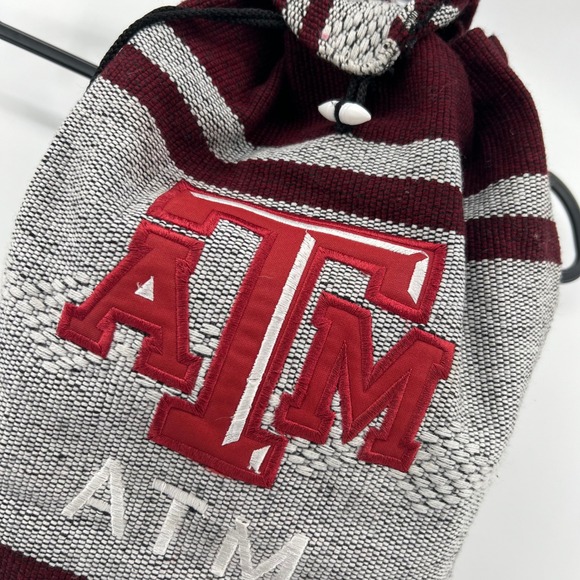 Texas A&M ATM Maroon Gray Striped Drawstring Backpack Bag - Picture 1 of 8